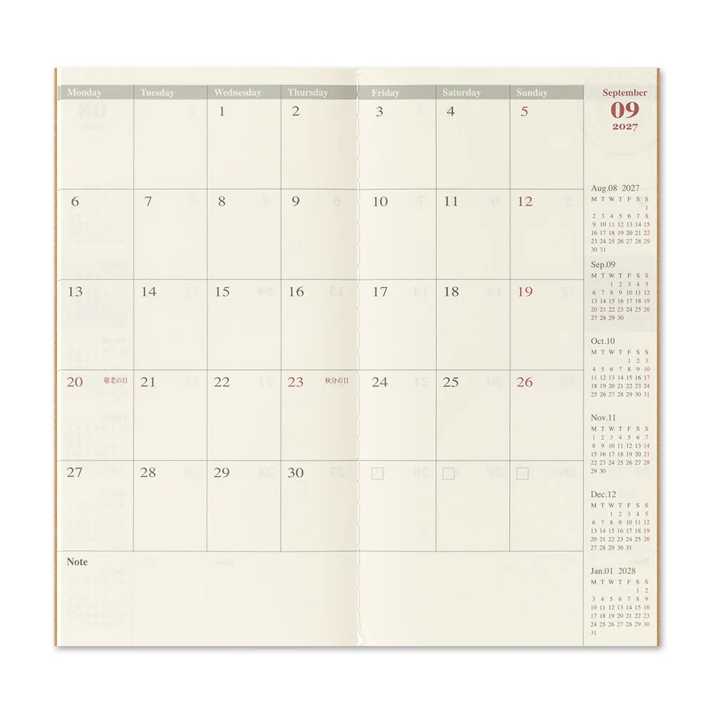 TRAVELER'S Company 2027 Diaries Monthly Blank Layout