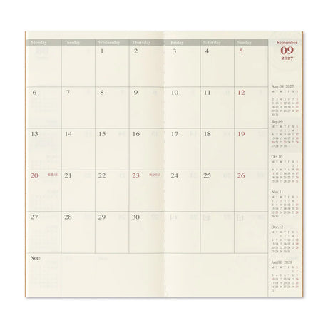 TRAVELER'S Company 2027 Diaries Monthly Blank Layout
