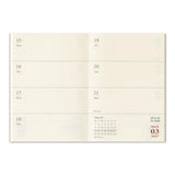 2027 TRAVELER'S Company Weekly Diary Passport Size Internal Weekly Layout