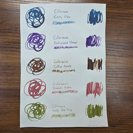 Colorverse Joy in the Ordinary Ink Bottles Swatches on Tomoe River
