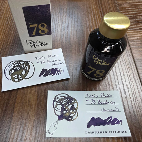 Tom's Studio Bottled Shimmer Ink No. 78 Broadway Swatch and Bottle
