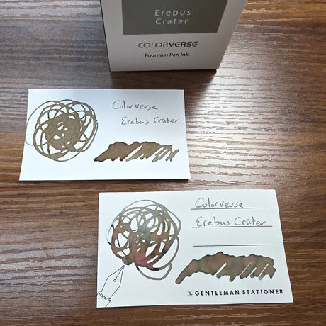 Colorverse Colorvent Top 3 2025 Inks Erebus Crater Swatch on two papers