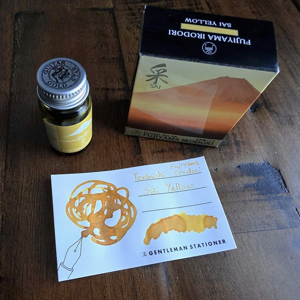 Teranishi Fujiyama Irodori Fountain Pen Ink Sai Yellow Swatch