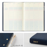 Midori B6 Gradation Day Length Planner open to weekly planner layout and also showing 2027 
