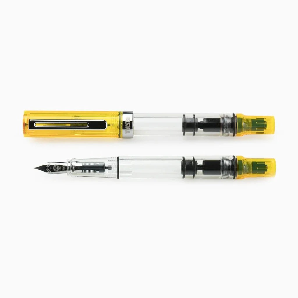 TWSBI ECO Transparent Yellow Fountain Pen Capped vs. Uncapped