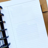Cloth & Paper Sticky Notes on Lined paper