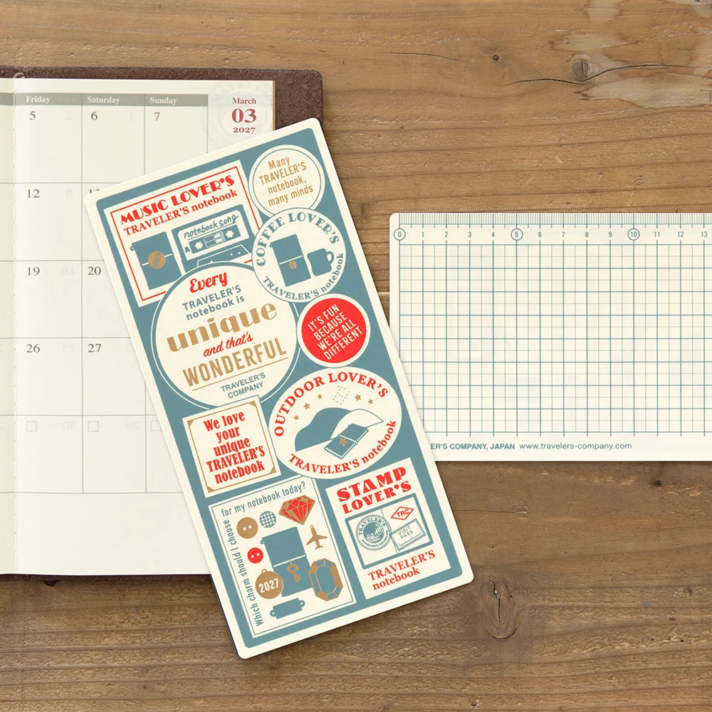 2027 TRAVELER'S Notebook Pencil Board Showing front and back on desk