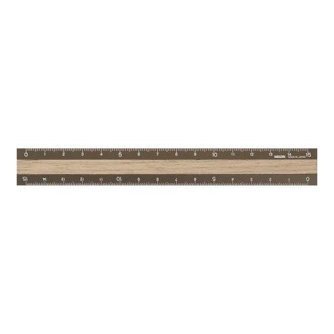 Midori Aluminum + Wood Rulers Dark Brown Horizontal