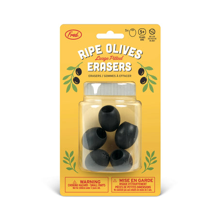 Fred & Friends Ripe Olives Erasers in Jar Packaging