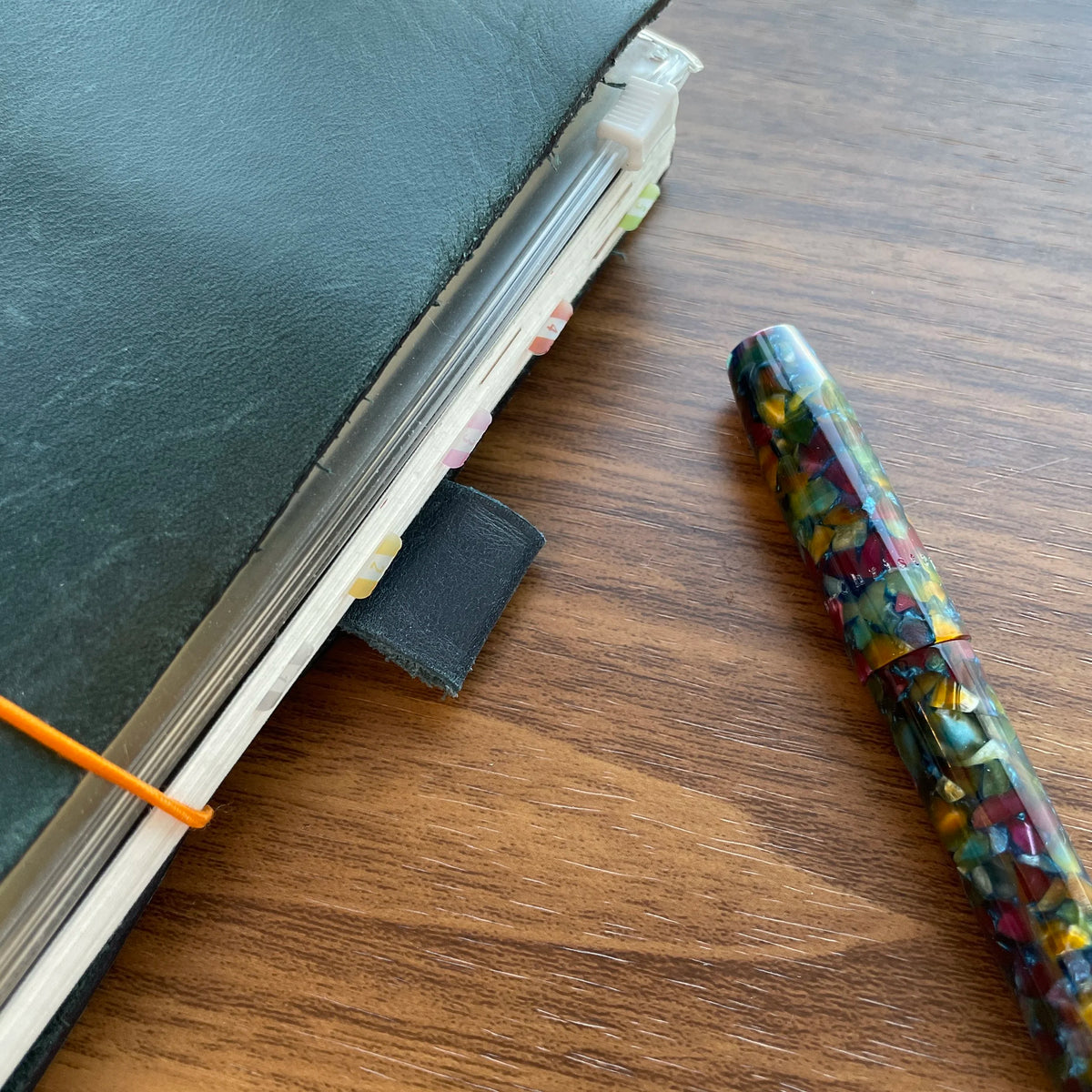 Midori Notebook Tabs Shown in Notebook in Traveler's Cover