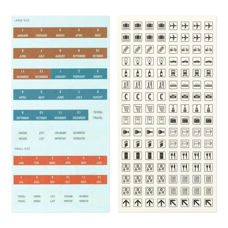 TRAVELER'S Diary 2027 Themed Sticker Sheets Showing date and day labels
