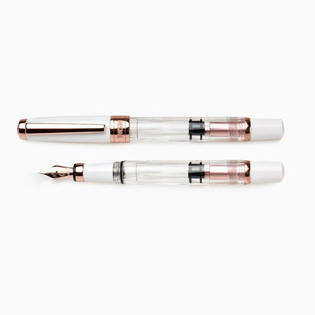TWSBI Diamond 580 White RG II Fountain Pen Uncapped and Capped