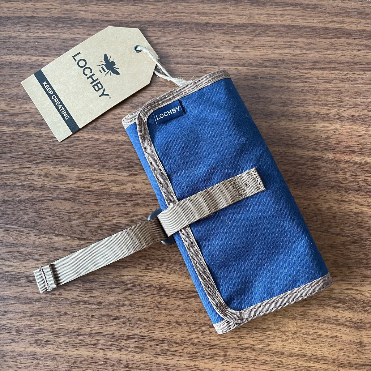 Lochby Tool Roll Navy on Table