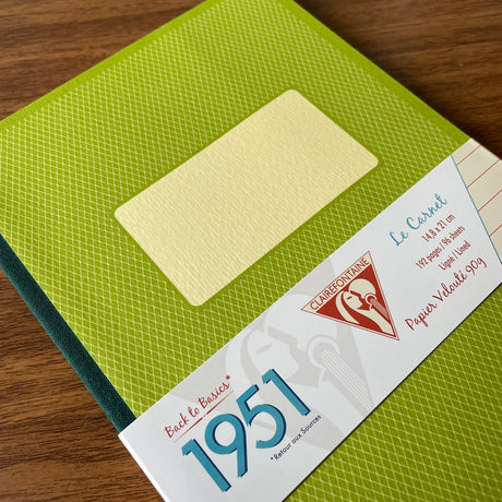 Clairefontaine 1951 Clothbound A5 Notebook Green Specifications showing subject window