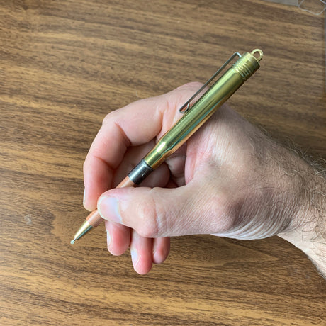 TRAVELER'S Company Brass Bullet Pencil Posted In-Hand