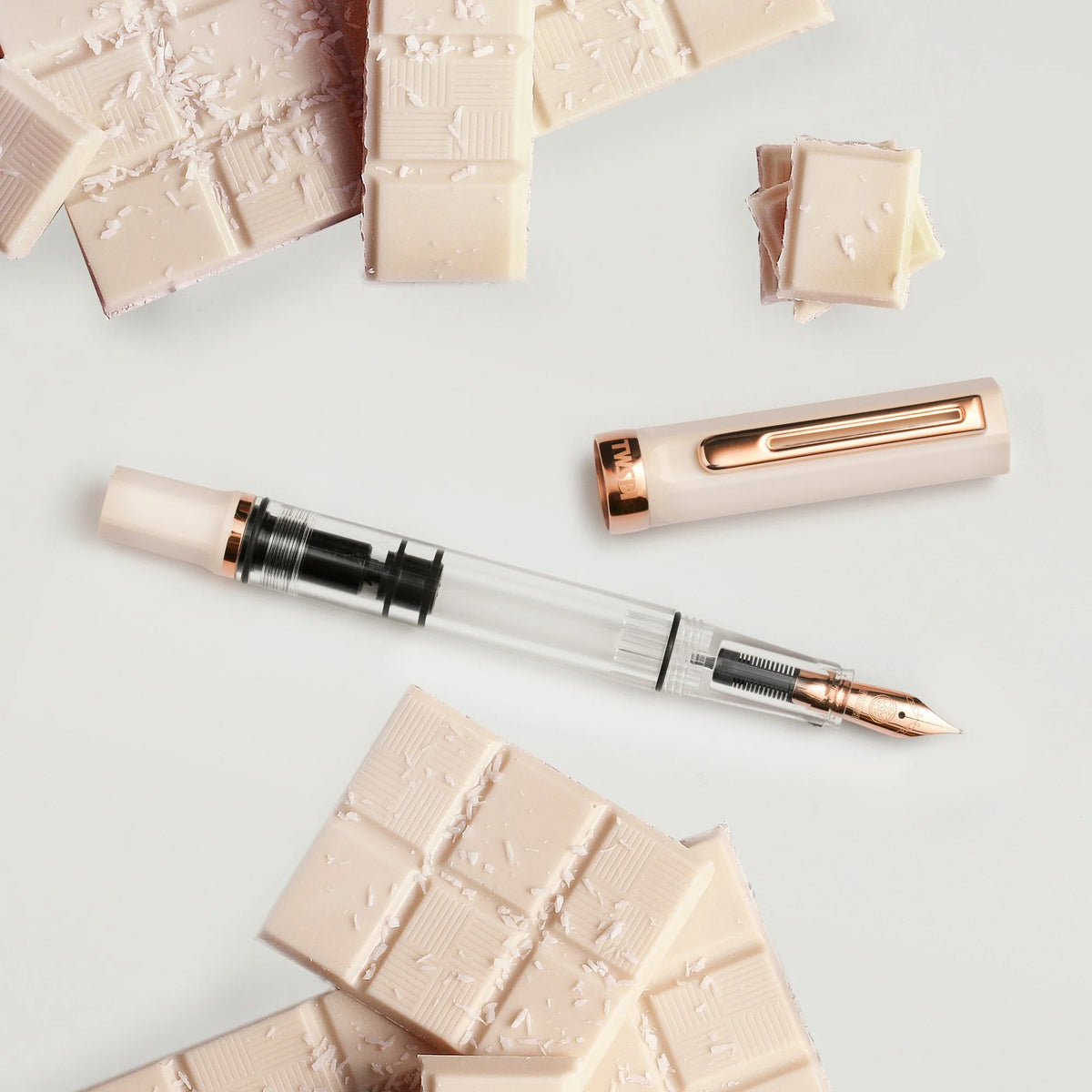 TWSBI ECO Creme and Rose Gold Fountain Pen with White Chocolate