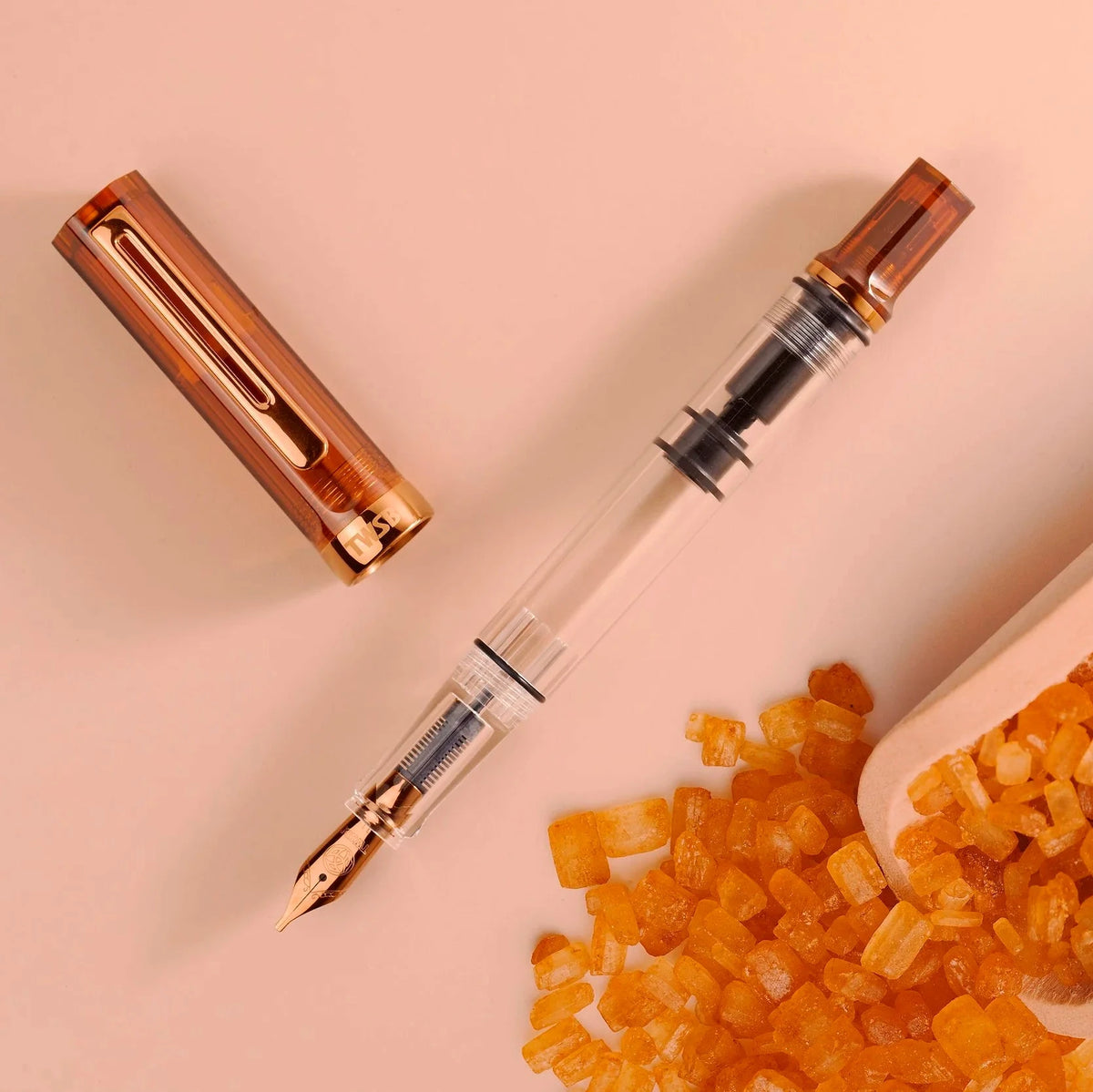 TWSBI ECO Rootbeer + Bronze Fountain Pen Uncapped