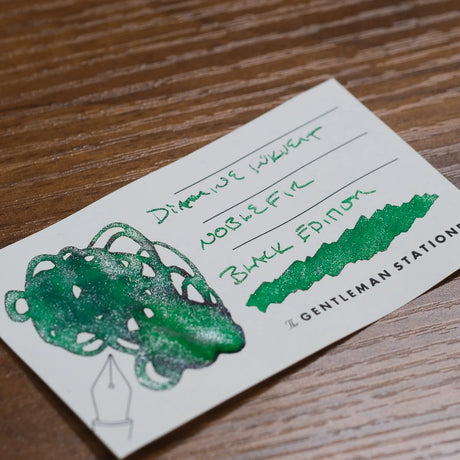 Diamine Inkvent Black Edition 2025 Noble Fir Swatch Shimmer