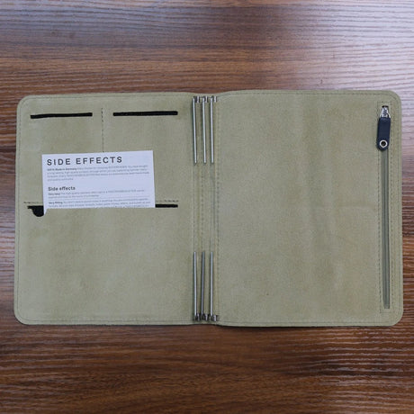 Roterfaden Taschenbegleiter SO_26 A5 Interior Green Suede Layout Full View Showing Pockets