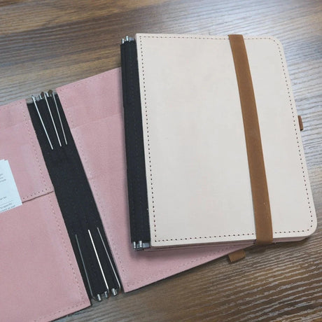 Roterfaden Taschenbegleiter LTD_039 A5 Natural Leather with Pink Suede Interior