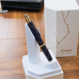 Pilot Limited Edition Golden Journey Fountain Pen featuring Dark Blue Lacquer with Kintsugi detailing shown in limited edition Pilot Box