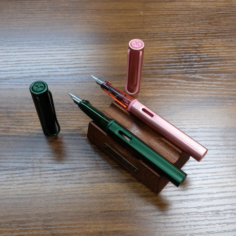 Lamy AL-Star Pine and Flamingo Fountain Pens Uncapped