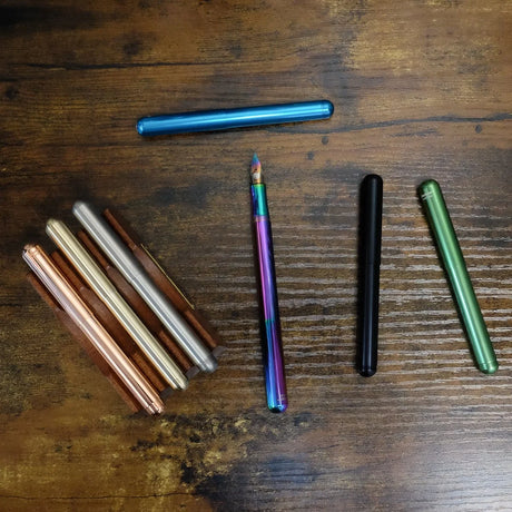 Kaweco Liliput Metal Fountain Pens Comparing All Colors on Table