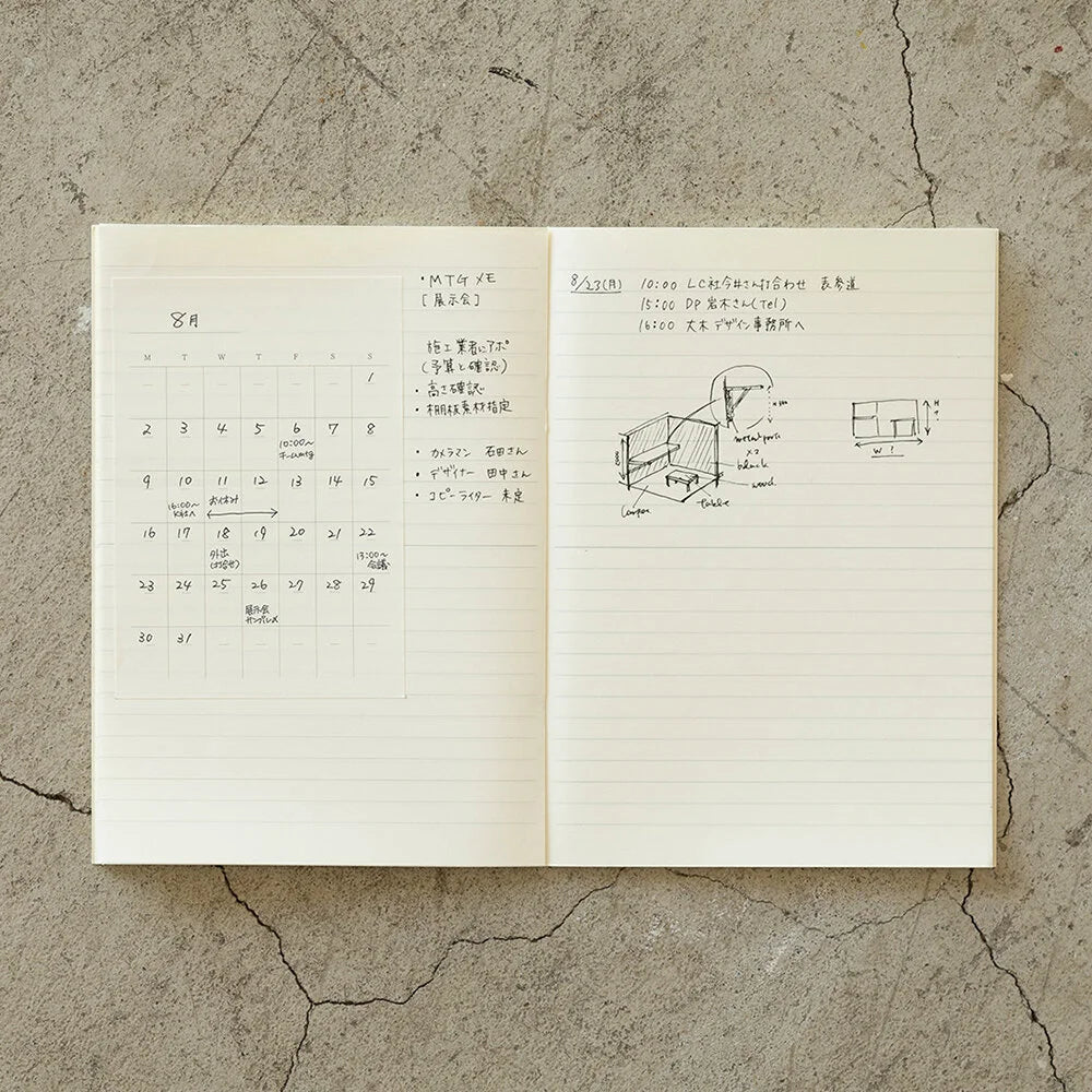 MD Product Diary Stickers in notebook Undated In Notebook with Writing Sample
