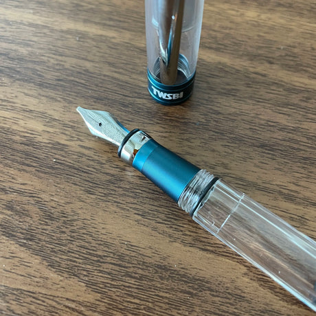 TWSBI Diamond 580 ALR Prussian blue Uncapped Showing Stub Nib