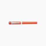 Orange TWSBI Swipe pen with silver clip on a white background