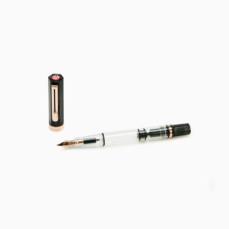 TWSBI ECO Smoke Rose Gold Fountain Pen Uncapped 