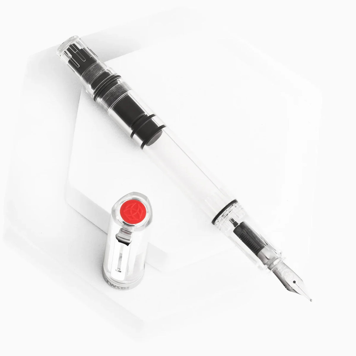 TWSBI ECO-T Clear Fountain Pen Uncapped Showing Finial