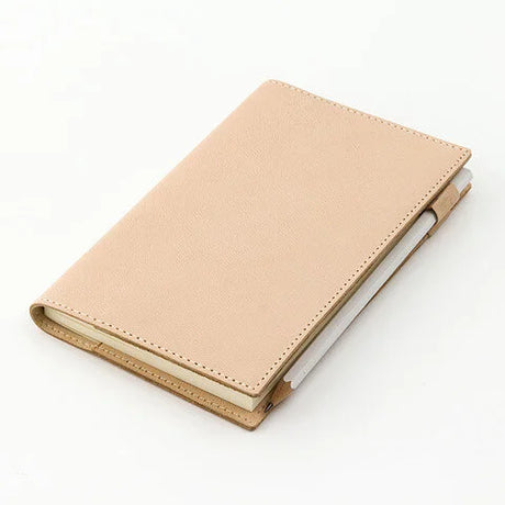 MD Product Goat Leather Cover B6 Slim Closed with Pencil