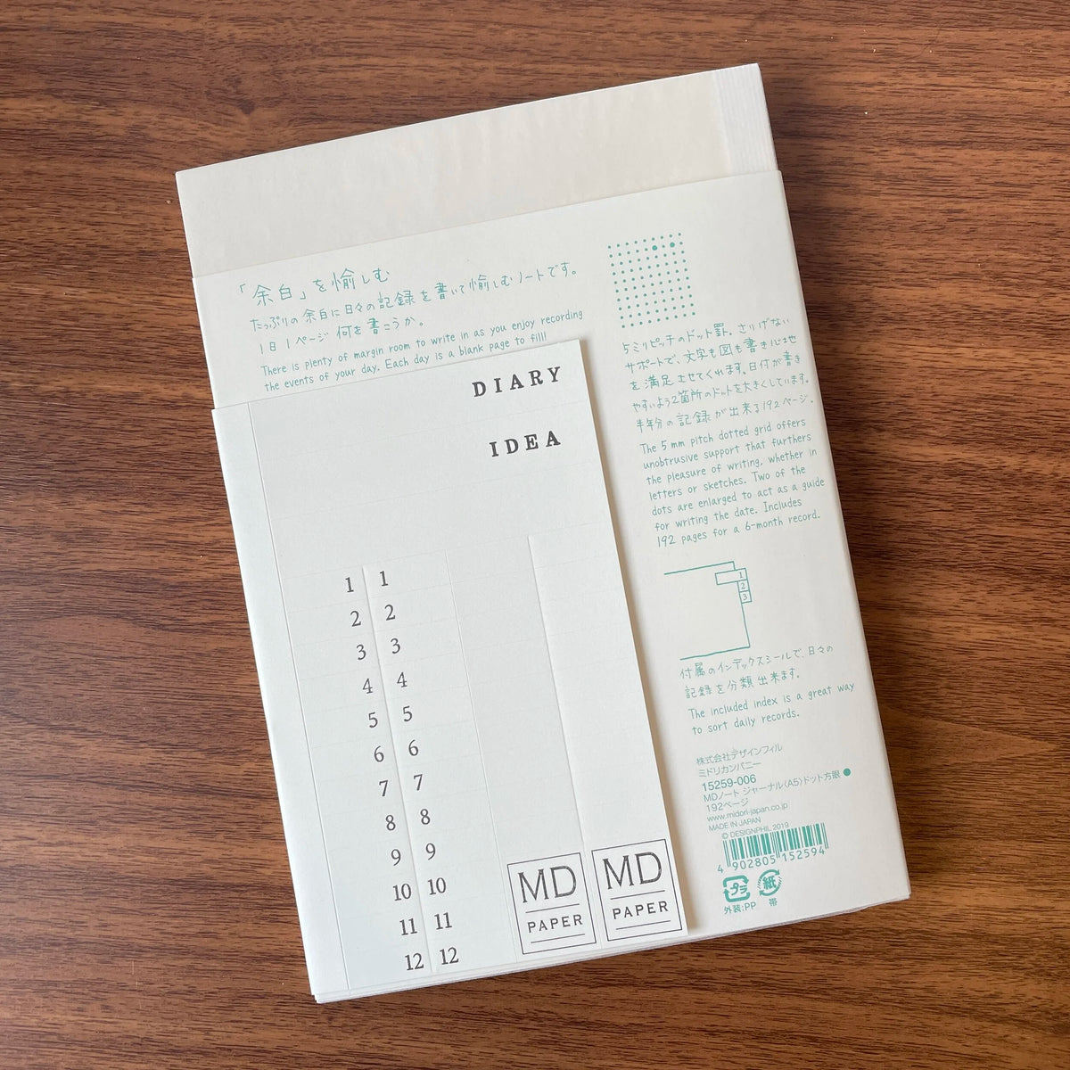 MD Product A5 Notebook Dot Grid Showing Stickers