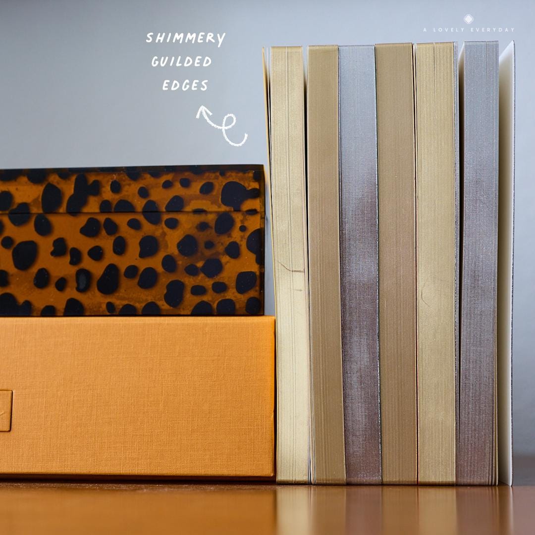 A Lovely Everyday 68g Tomoe River Paper Notebooks showing gilded edges on thicker page counts
