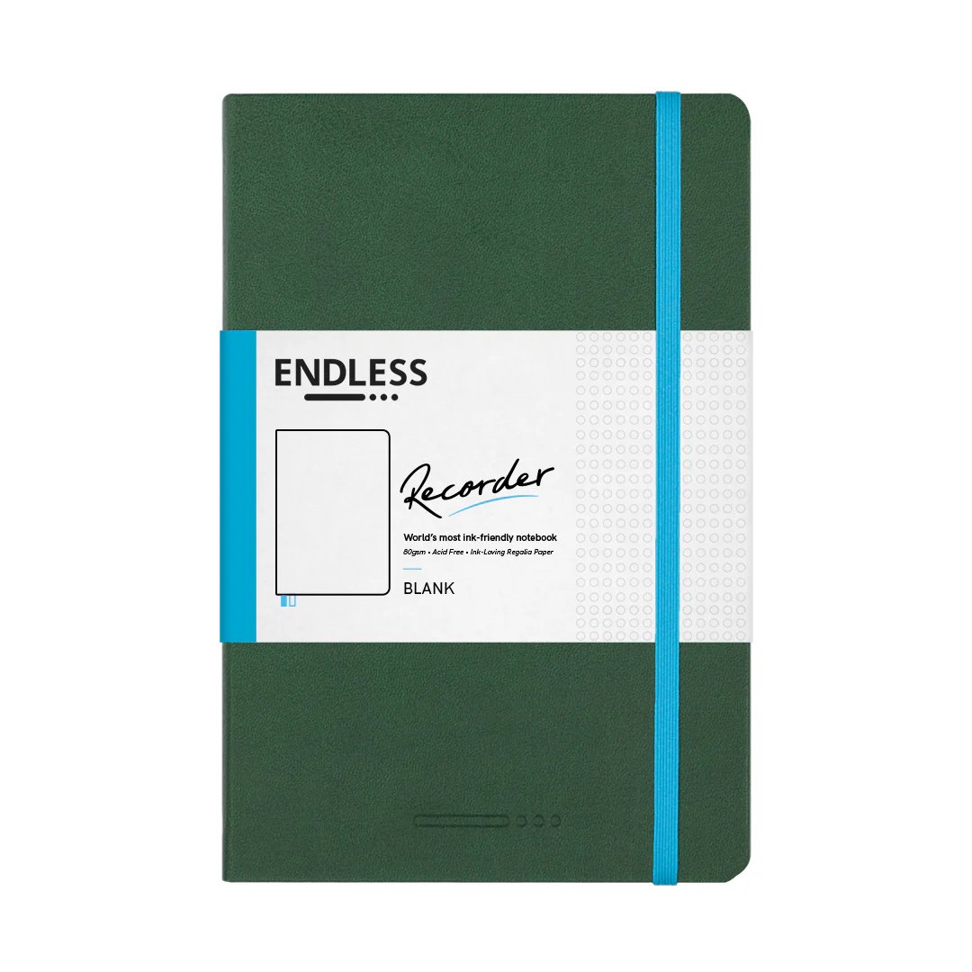 Endless Recorder A5 Notebook Cover Green Blank