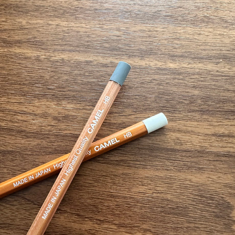 Camel HB Pastel Pencils with grey and white erasers