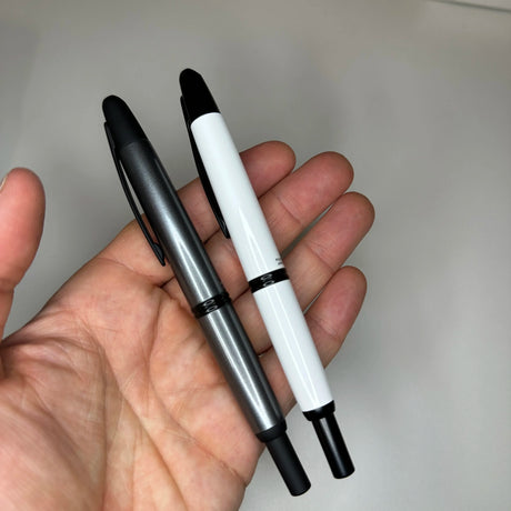 Pilot Vanishing Point Capless Fountain Pens with Black Trim in Hand