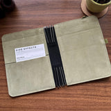 Roterfaden Taschenbegleiter LTD_020 A5 Showing Four Clips and Suede Leather Interior