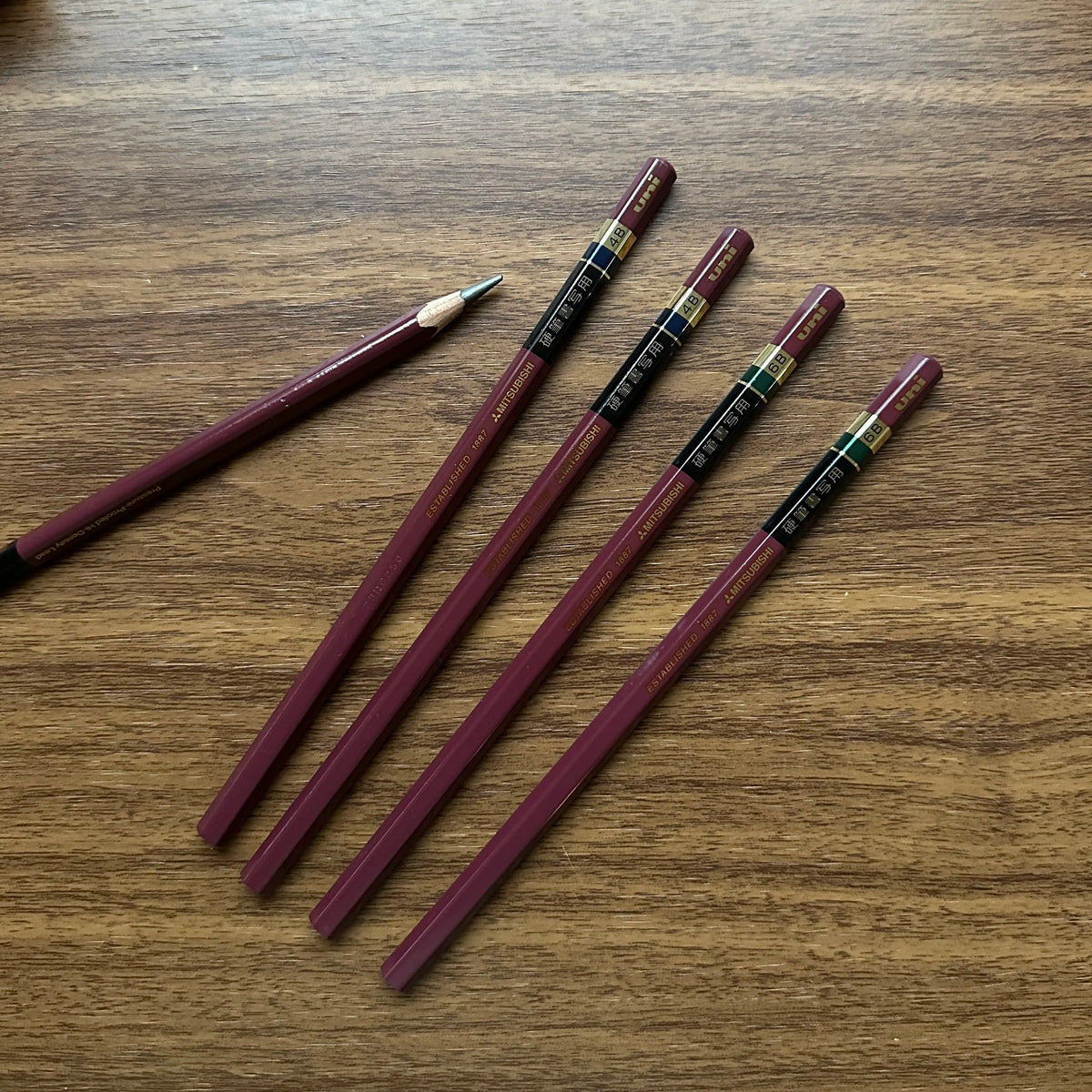 Uni 4B and 6B Penmanship/Handwriting Pencils (Hexagonal Body)