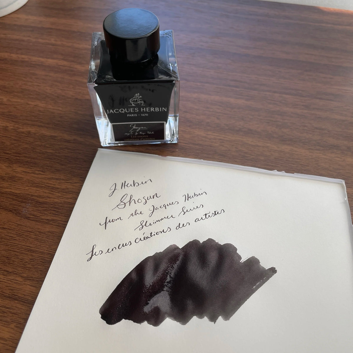 J. Herbin Shogun Fountain Pen Ink Wet Swatch Showing Shimmer