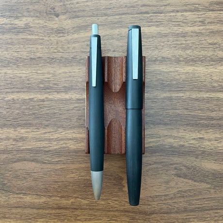 Lamy 2000 4-Color Ballpoint Next to Lamy 2000 Fountain Pen