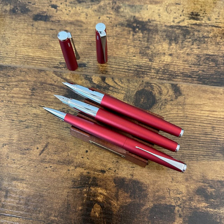 Lamy Studio Royal Red Special Edition Ballpoint Shown with Rollerball and Fountain Pen