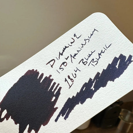 Diamine 150th Anniversary Fountain Pen Inks Blue-Black Swatch Close-Up in Light