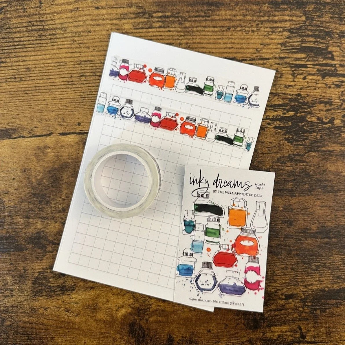"Inky Dreams" Ink Bottle Washi Tape (Well-Appointed Desk)