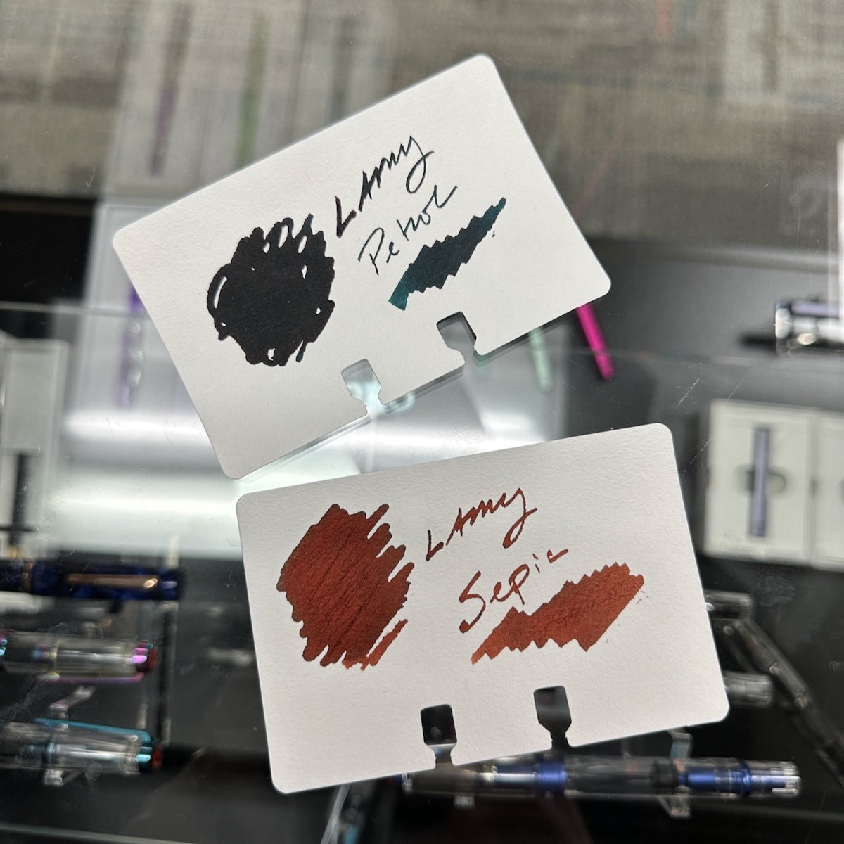 Lamy Fountain Pen Ink Petrol and Sepia Special Edition Swatches