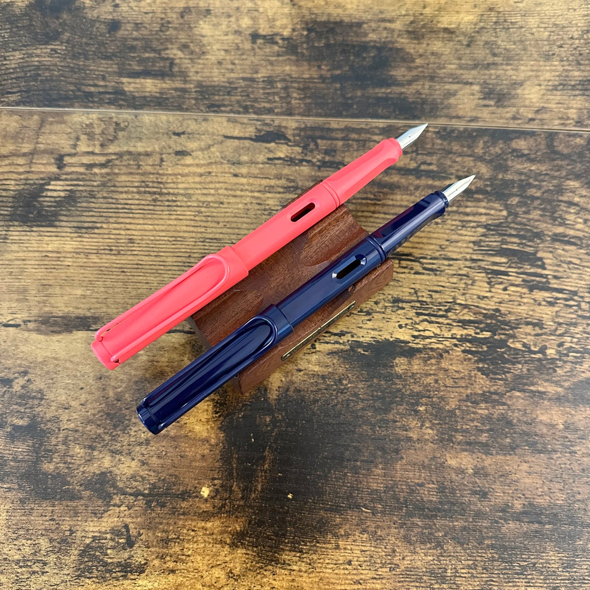 Lamy Safari Special Edition Dark Dusk and Coral Fountain Pens Posted