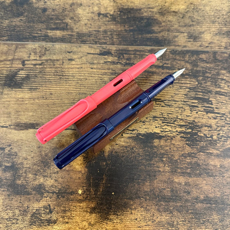 Lamy Safari Special Edition Dark Dusk and Coral Fountain Pens Posted