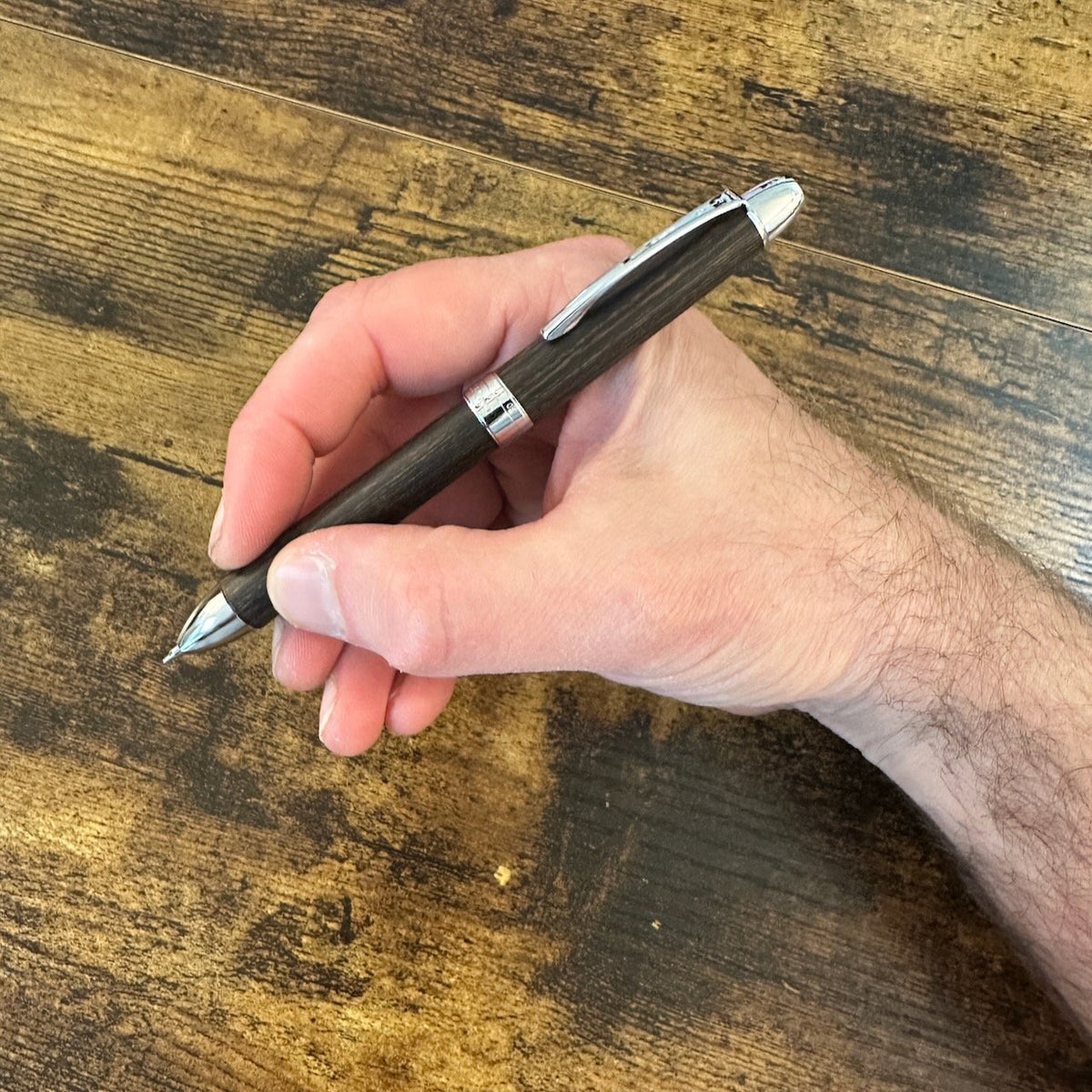 Pilot Legno 2+1 Striated Wood Multi Pen In-Hand second view