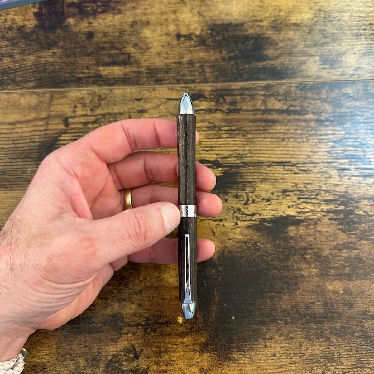 Pilot Legno 2+1 Striated Wood Multi Pen in-hand